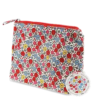 children wash bag with zip featuring pink floral print with tag