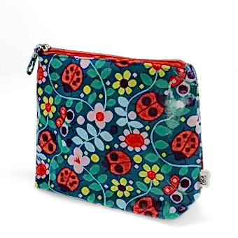 children wash bag with zip featuring ladybird and flowers print