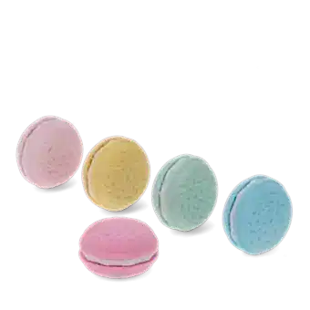 five macaron-shaped erasers in different colour