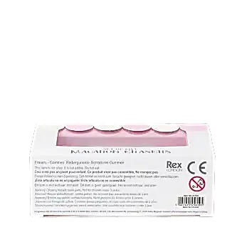 Base of the erasers packaging with safety warning in multilingual