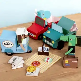 3D card craft playset - Animal Automobiles