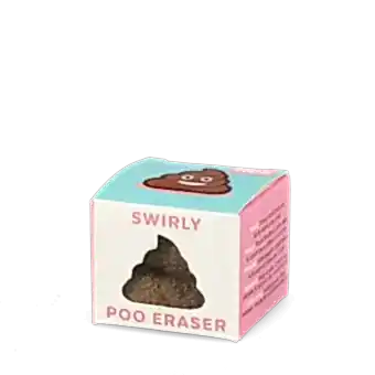 Brown swirl poo-shaped novelty eraser packaging