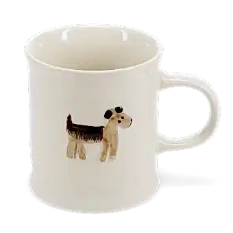 Stoneware mug featuring a dog with handle 