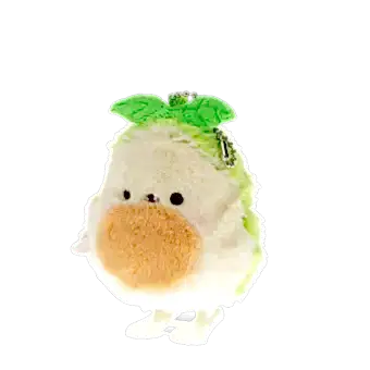 Plush avocado-shaped wind-up toy with green leaves