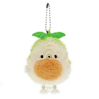 Plush avocado-shaped wind-up toy with green leaves 