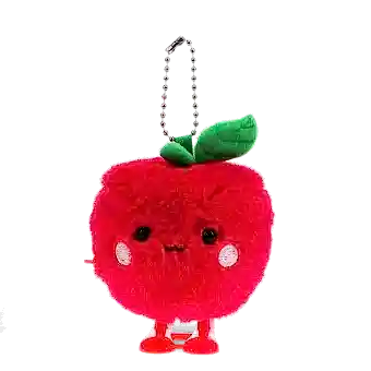 Red apple-shaped plush wind-up toy with a smiling face