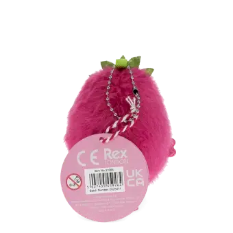 Dragon Fruit-shaped plush wind-up toy with a tag