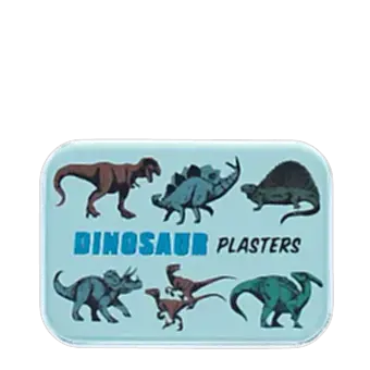 Dinosaur-themed plasters storage tin