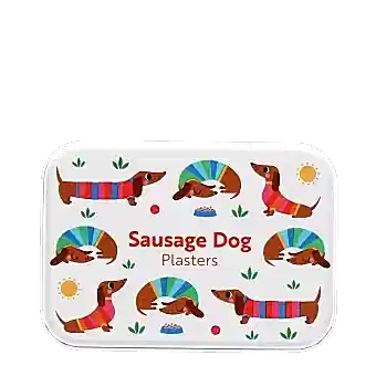 Sausage dog-themed plasters storage tin