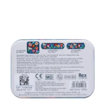 Back of Fairies in the garden plaster tin with usage instructions and product details