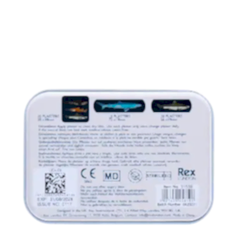 Back of sharks plaster tin with usage instructions and product details