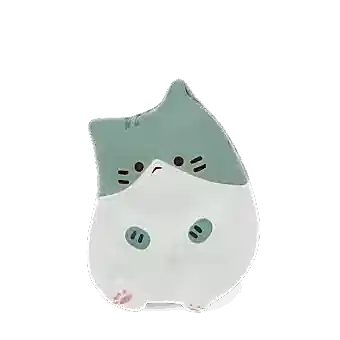 Green and white squidgy stress cat in a sitting design