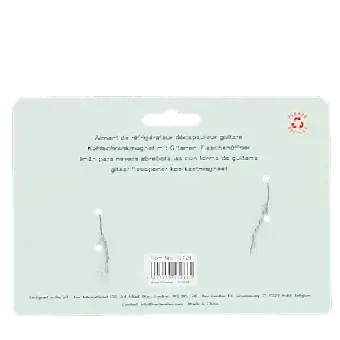 Back of fridge magnet packaging showing multilingual descriptions