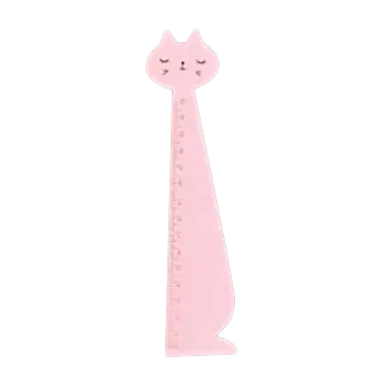 Pink ruler shaped like a sitting cat.
