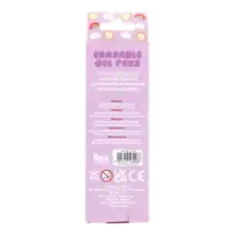 Back of animal erasable gel pens packaging showing descriptions and safety warnings.