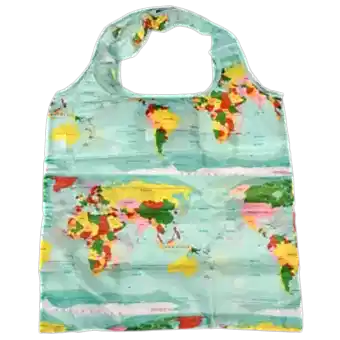 World Map Recycled Foldaway Shopper Bag