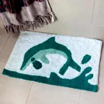 Tufted cotton bath mat - Dolphin