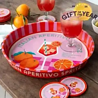 Tray and coasters with Italian Aperitivo Spritz design