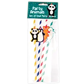 Party Animals Party Straws (pack Of 4)