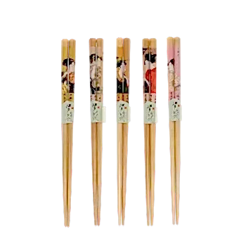set of five Japanese-style wooden chopsticks