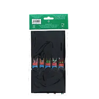 Set of five pairs of colorful chopsticks with cute animal and fruit designs in a packaging