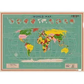 World Map Wrapping Paper (5 Sheets)